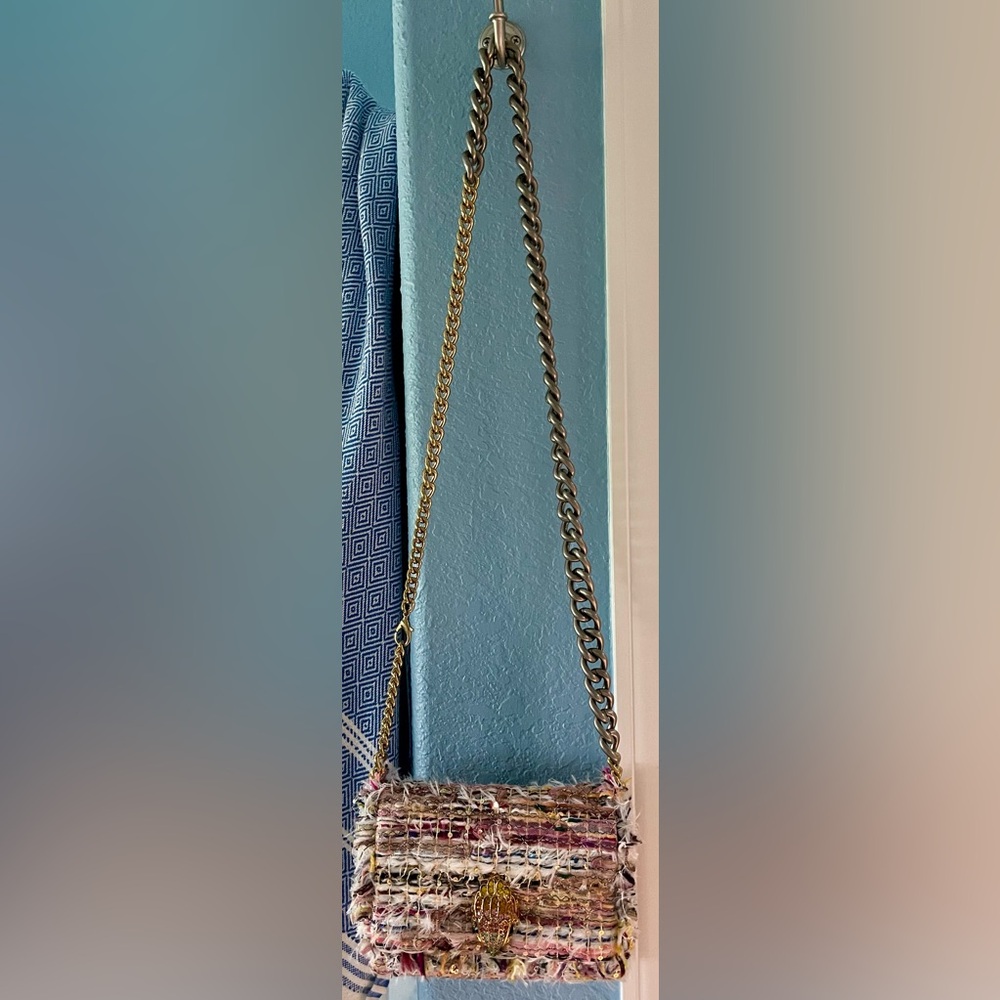 Kurt Geiger Colorful Tweed Crossbody Bag with Gold Chain